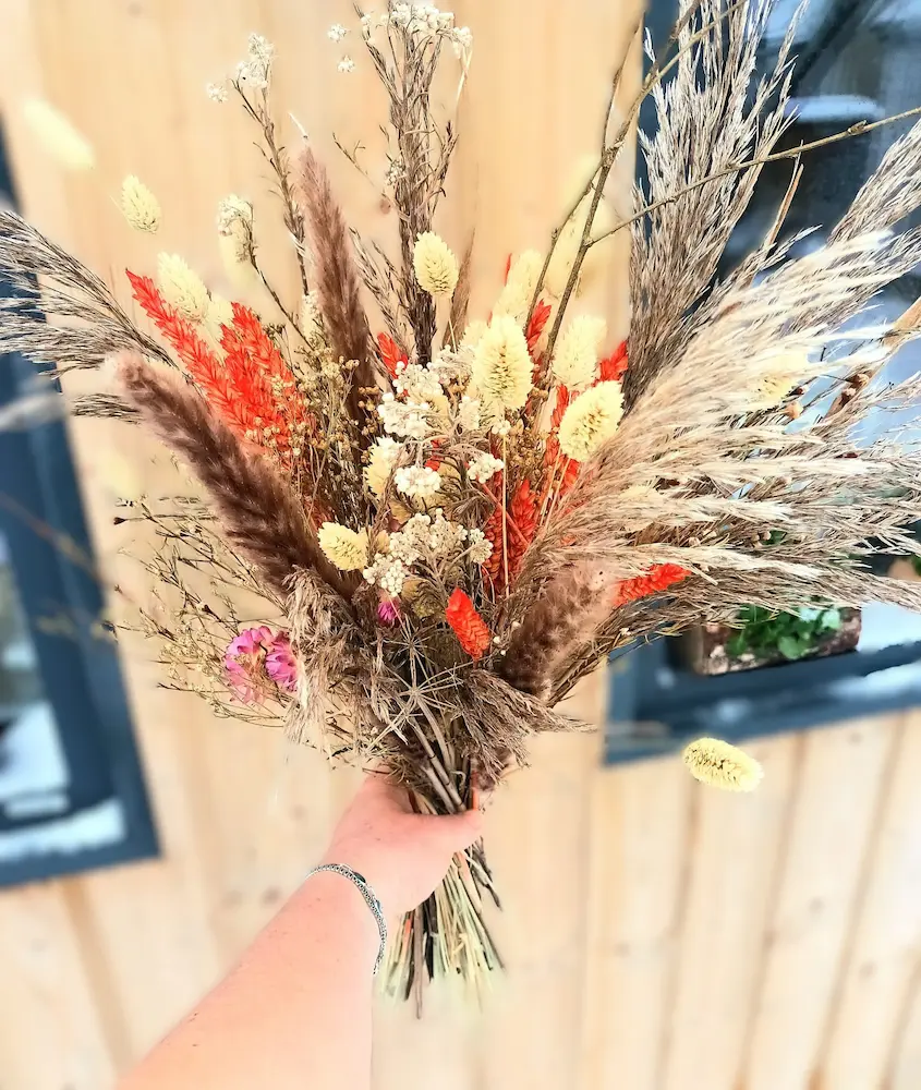 Bouquet de fleurs séchées Dune, création Artistfloral à Vertou